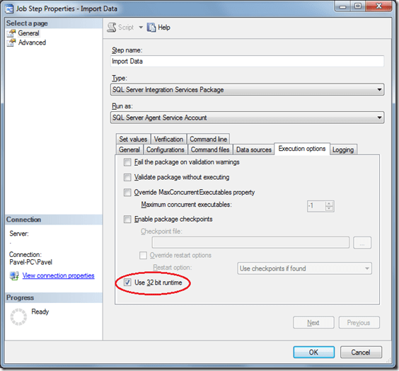 Agent Job Step Properties